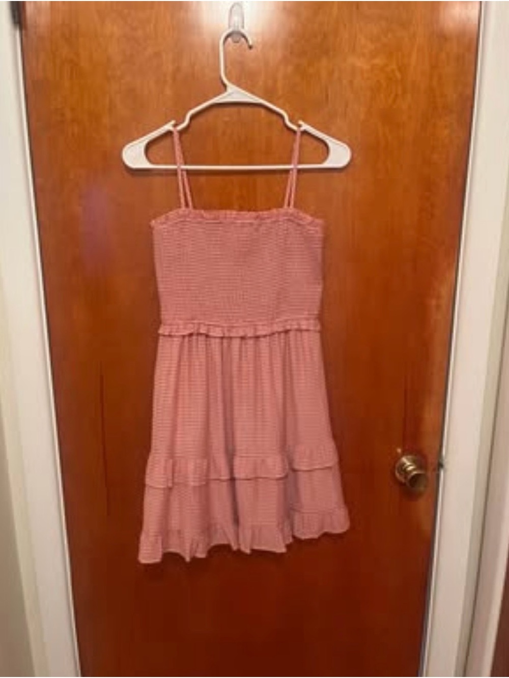 Altar'd State Pink Smocked Tiered Mini Dress